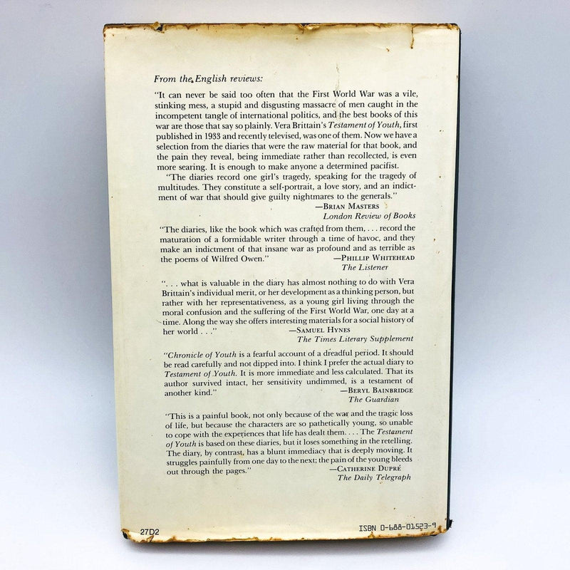 Chronicle Of Youth Hardcover Vera Brittain 1982 The War Diary Nurse World War 1 3