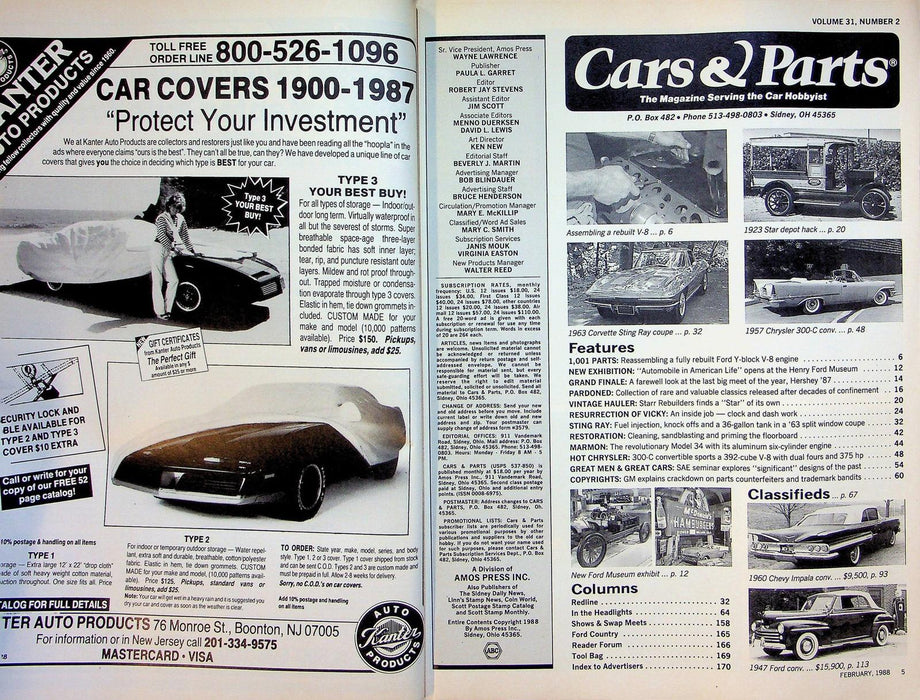 Cars & Parts Magazine February 1988 Vol 31 No 2 63 Corvette Coupe Sting Ray ZO6