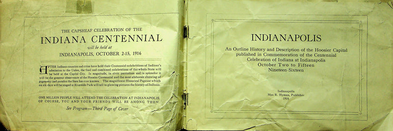 Indianapolis Indiana 1816 Centennial Souvenir 1916 Booklet Softcover Max Hyman