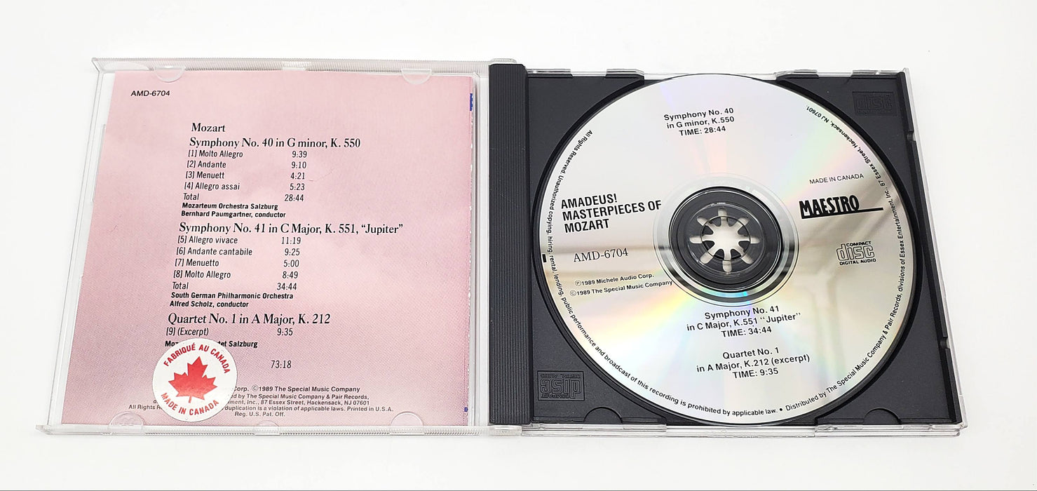 Mozart Amadeus Masterpieces Album CD Maestro Music 1989 5