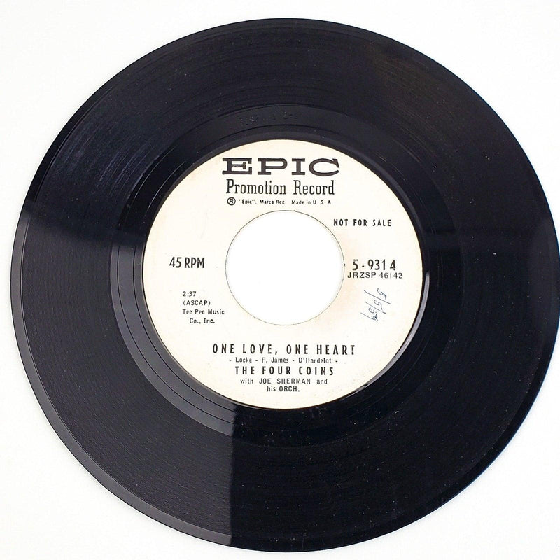 The Four Coins One Love, One Heart 45 RPM Single Record Epic 1959 Promo 1