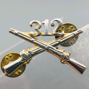 US Army 312th Infantry Regiment Pin 2 Clutch Vintage Crossed Rifles Officer 1