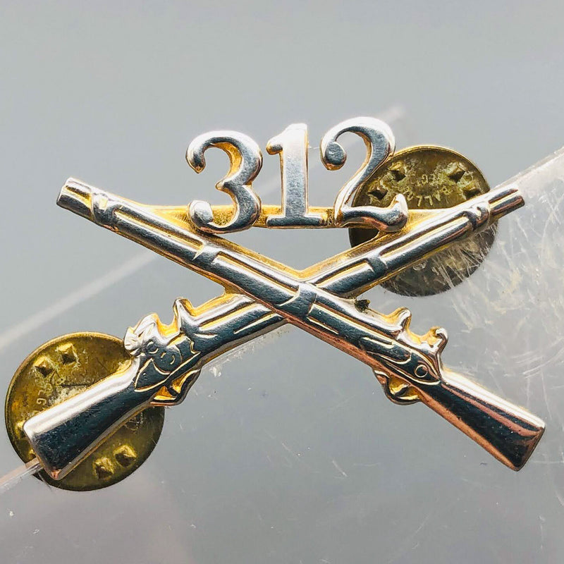 US Army 312th Infantry Regiment Pin 2 Clutch Vintage Crossed Rifles Officer 1