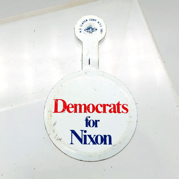 Democrats For Nixon Fold Over Back Tab Pin Button 1.5" Presidential Campaign