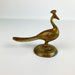 Vintage Brass Peacock Bird With Red Incised Details Long Tail Signed India 4" 6
