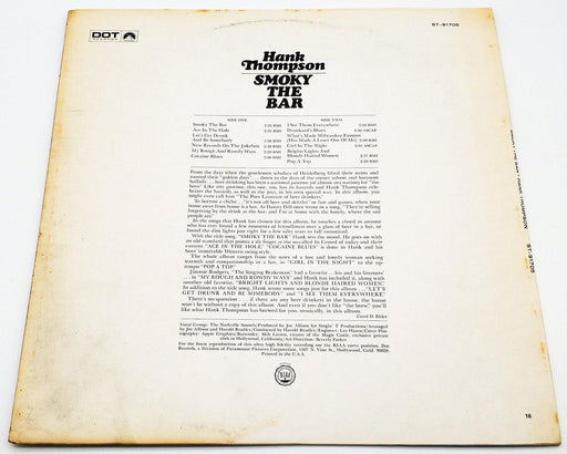 Hank Thompson Smoky The Bar 33 RPM LP Record Dot Records 1969 2