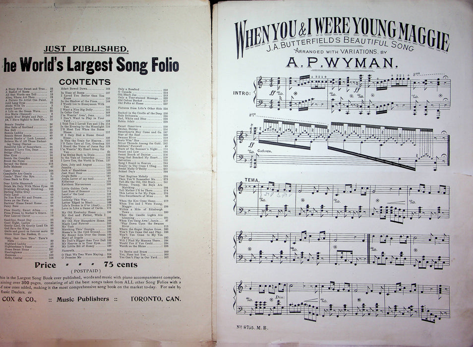 When You and I Were Young Maggie Vintage Sheet Music AP Wyman Piano 2