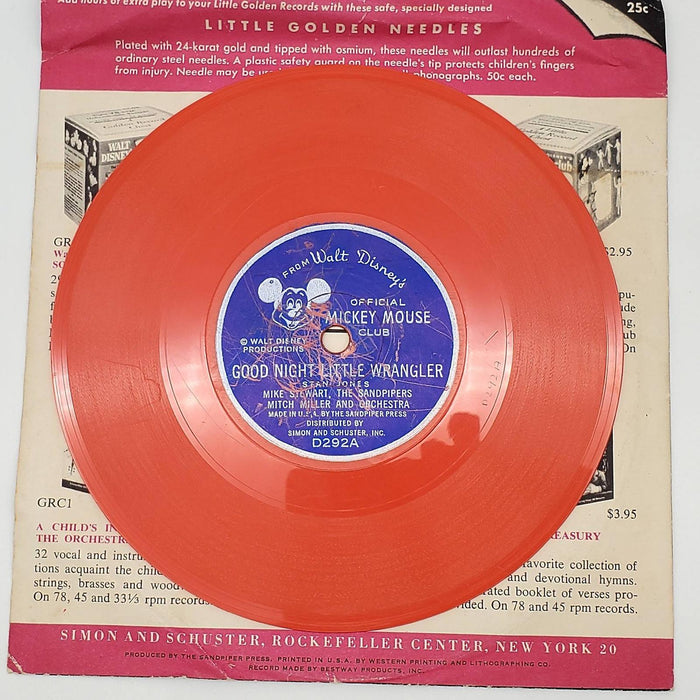 Michael Stewart Good Night Little Wrangler 78 Single Record Mickey Mouse D292 3