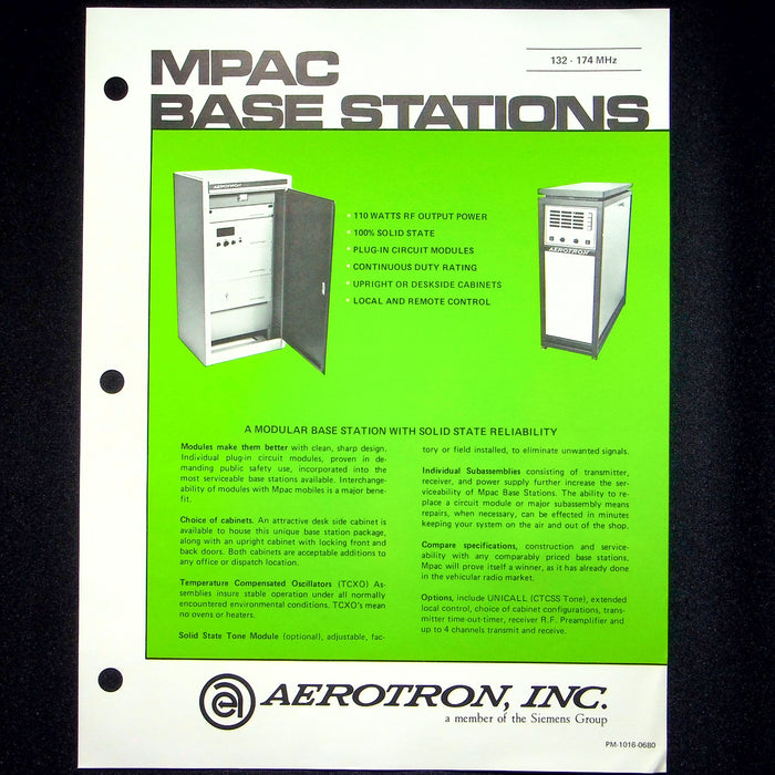 Aerotron MPAC Base Station Brochures Desktop Modular & Cabinet Mount Lot of 4