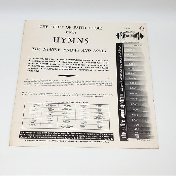 The Light Of Faith Choir Favorite Hymns The Family Loves LP Record Somerset 1963 2