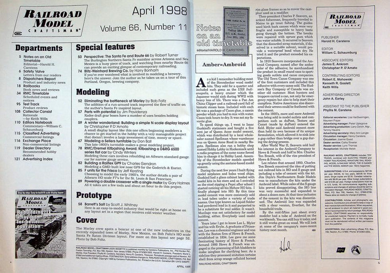 Railroad Model Craftsman Magazine April 1998 Vol 66 No 11 Layout Better Oper.