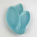 Vintage USA Pottery Leaf Shaped Teal Turquoise Blue Divided Serving Candy Dish 5