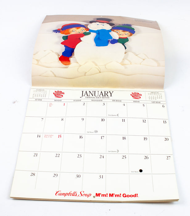 1990 Campbell's Tomato Soup Kid Wall Calendar Advertising Promo - Unused 12"x11"