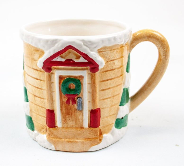 MCE Edi Sausalito: Ceramic Christmas Holiday Mugs - Snow Cottage, Set Of 2 | IOB 2