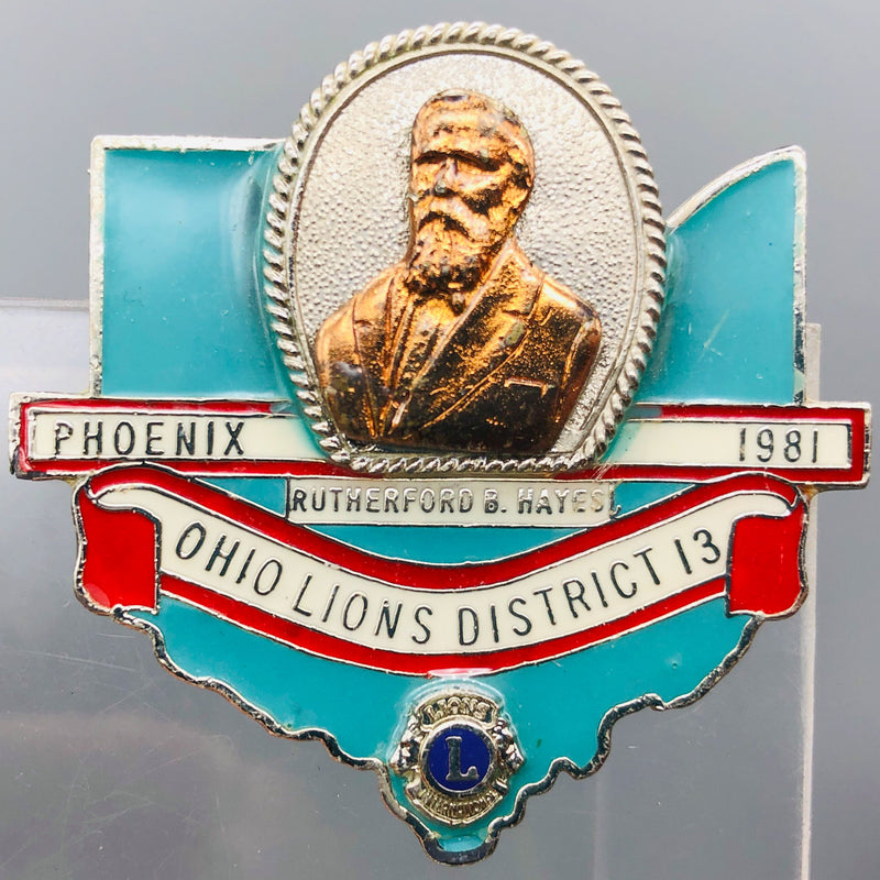 Vintage Lions Club Lapel Pin Presidential Series B Rutherford B Hayes Ohio 13