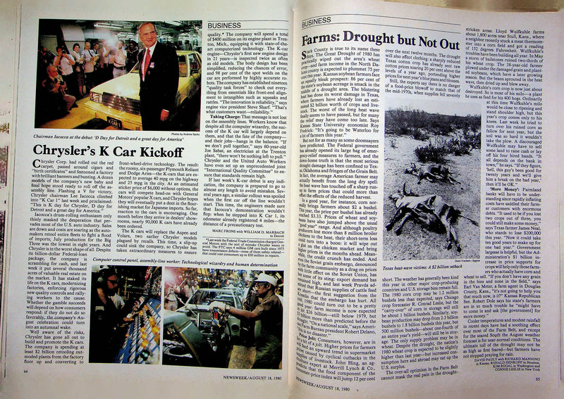 Newsweek Magazine August 18 1980 Chrysler K Car Debut Democrats Stuck Carter 4