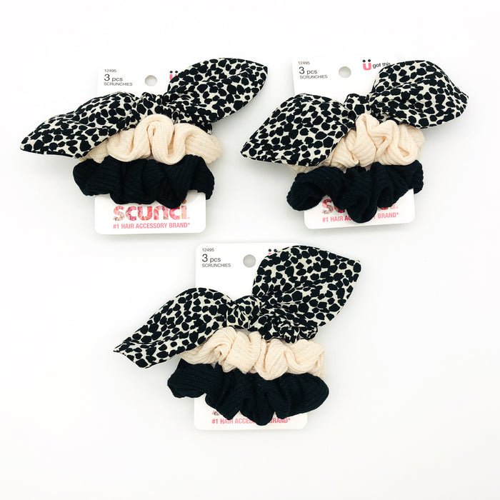 9-Piece Scunci Scrunchies Hair Ties Lot Black Leopard Print Light Summer 12495