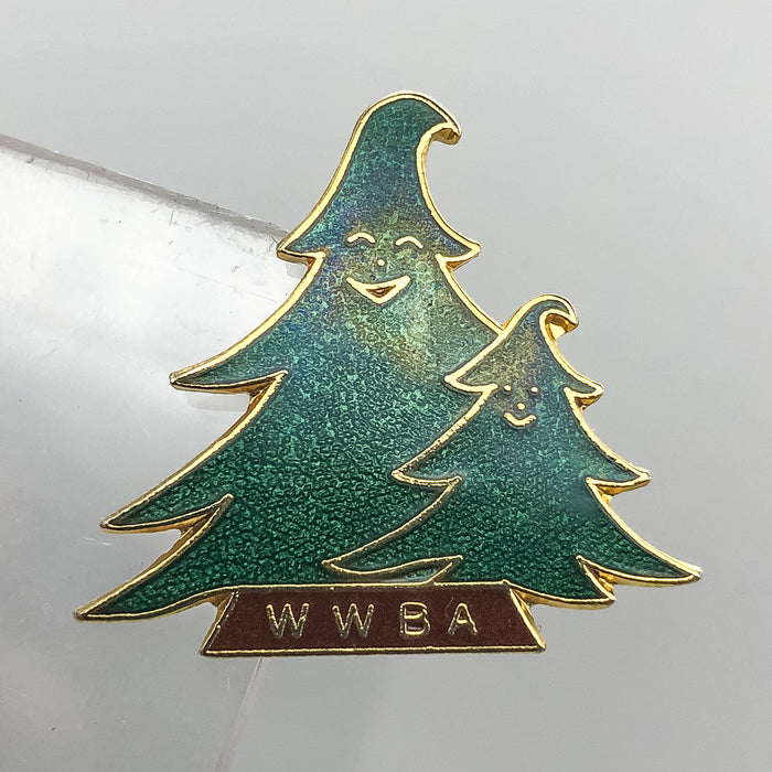 Womens Bowling Association Lapel Pin Wisconsin WWBA Green Pine Trees Pinback