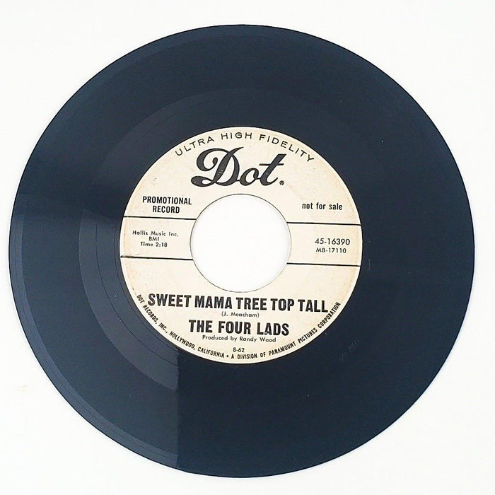 The Four Lads Sweet Mama Tree Top Tall Record 45 RPM Single Dot 1962 Promo 2