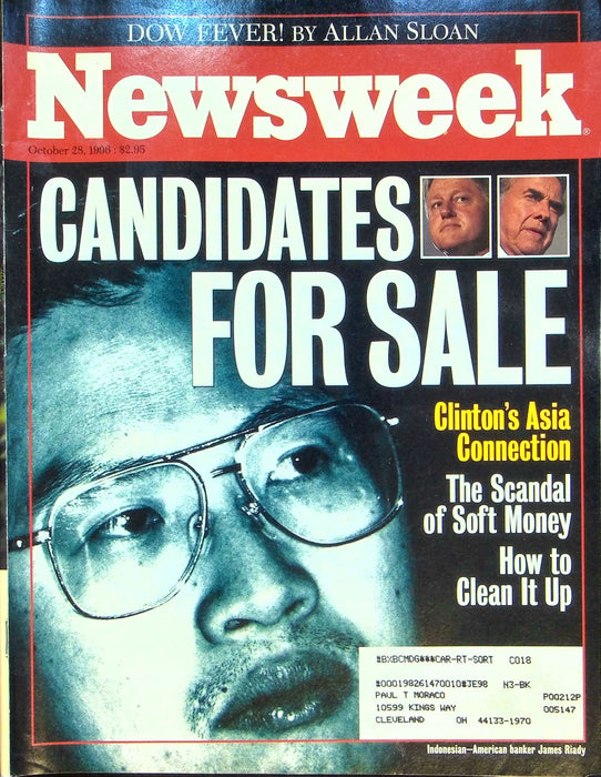 Newsweek Magazine October 28 1996 Bill Clinton Asian Connection Rich Bankers