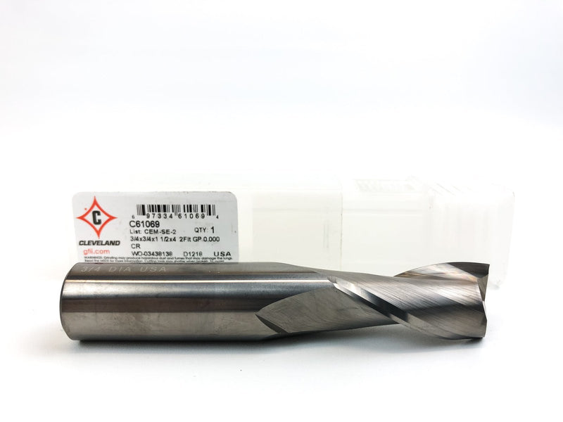 Cleveland C61069 Carbide Corner Radius End Mill 3/4"x3/4"x1 1/2" 2 Flute 1pc 1