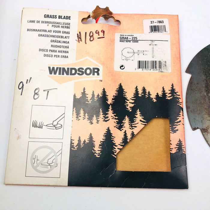 Windsor GRA8-225 Grass Blade 9" 8T 13000 Max RPM Genuine OEM New Old Stock NOS