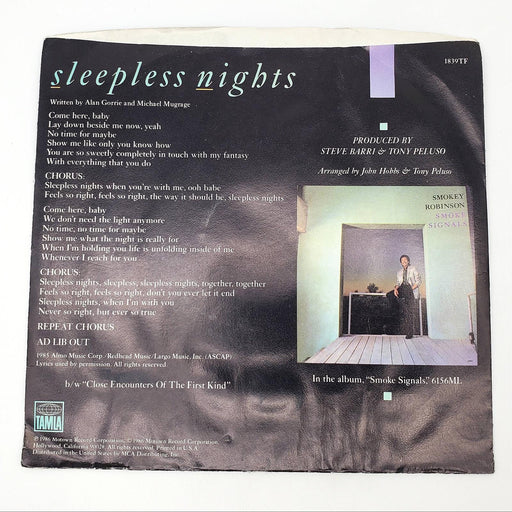 Smokey Robinson Sleepless Nights Single Record Tamla 1986 1839 TF Copy 2 2