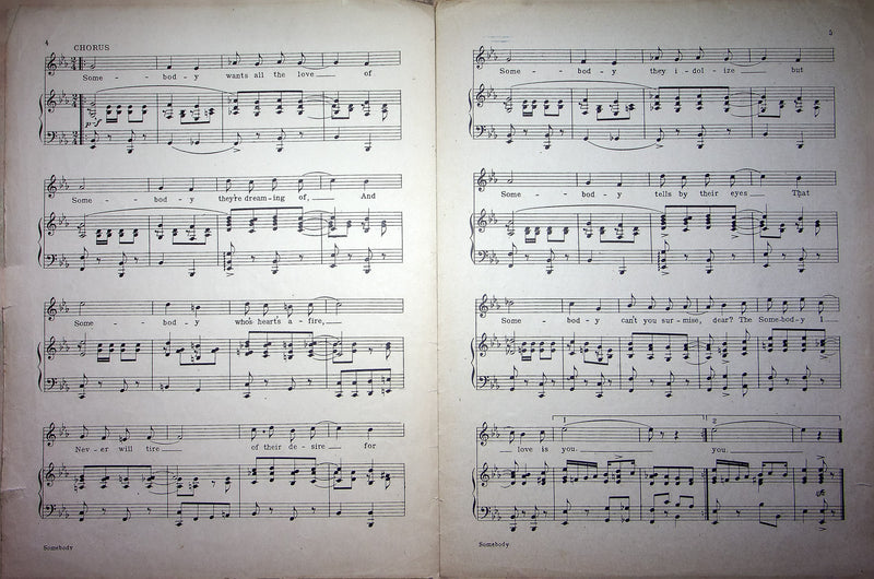 Vintage Sheet Music Somebody George Little J Stanley Harold Dellon 1919 One Step 4