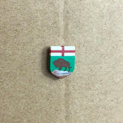 Manitoba Province Shield Crest Lapel Pin Canadian Flag Bisson Plastic 1
