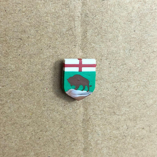 Manitoba Province Shield Crest Lapel Pin Canadian Flag Bisson Plastic 1