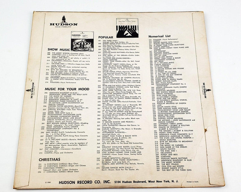 Thumbs Tubby 24 Honky Tonk Piano Selections 33 RPM LP Record Hudson 2