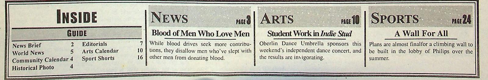 Oberlin Review Magazine 2001 Vol 129 No. 16 2