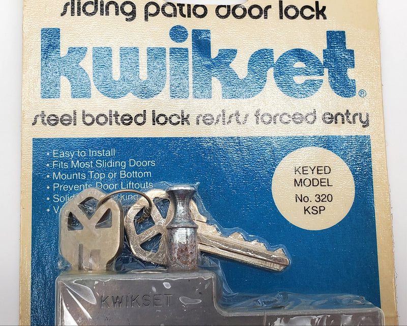 Kwikset Sliding Door Lock Model 320KSP Solid Steel Locking Bolt 1-3/8 to 1-9/16"