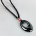Beaded Pendant Necklace Hematite Barrell Bead with Pink Accent Oval 10.5" Ground 4