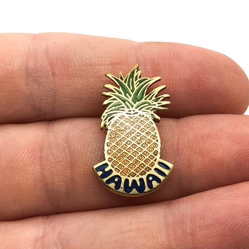 Hawaii Pineapple Lapel Pin State Fruit of Hawaii Gold Color Border 2