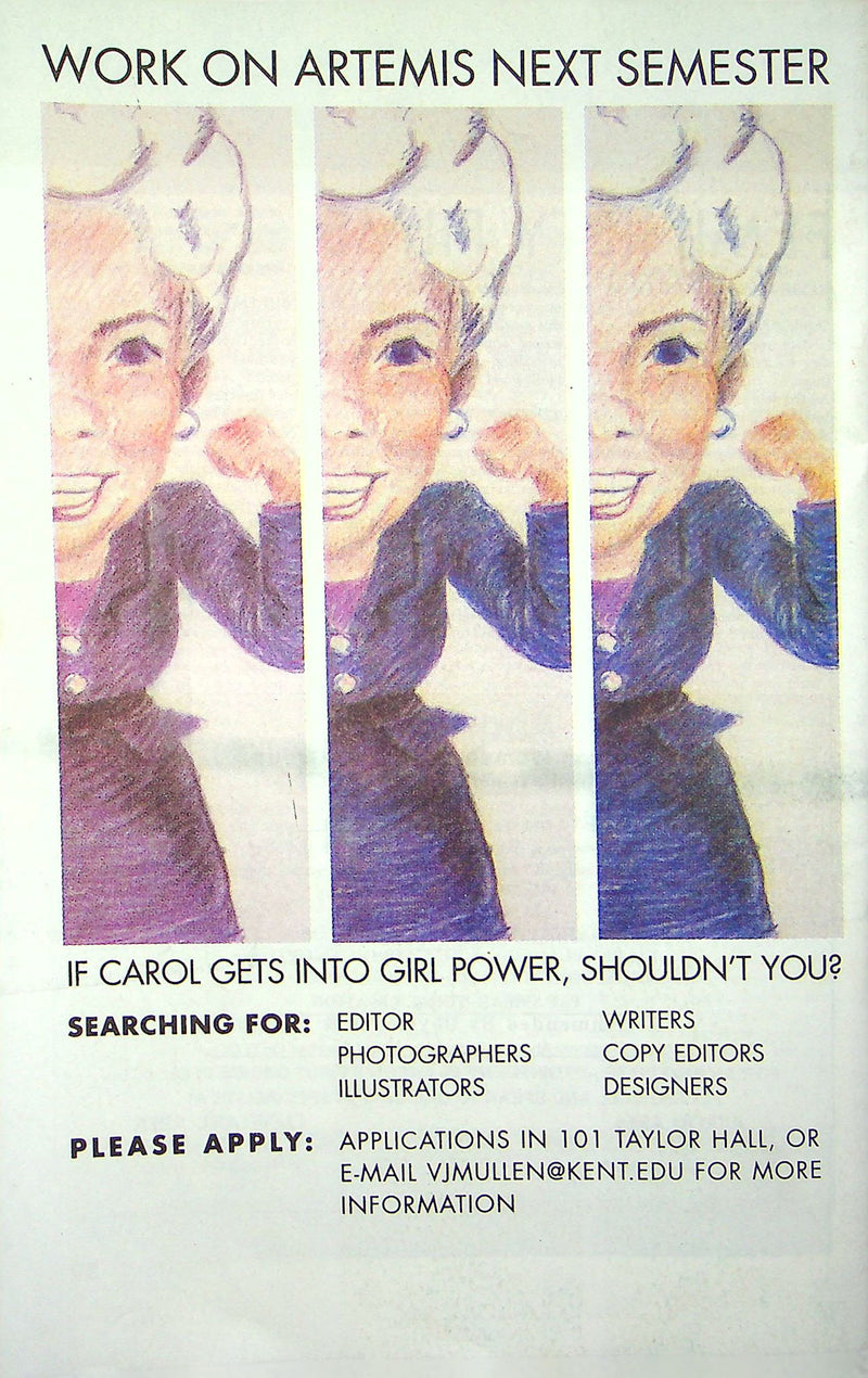 Artemis Magazine Spring 2002 Kent State University KSU Student Carol Cartwright