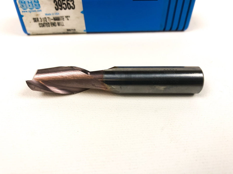 Solid Carbide End Mill Single 1/2" Shank Mill 1" LOC 3" OAL 2 Flute SGS 39563 3