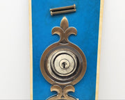 1960s Kwikset Escutcheon Satin Brass Blackened Relieved Doorknob & Deadbolt Trim 3