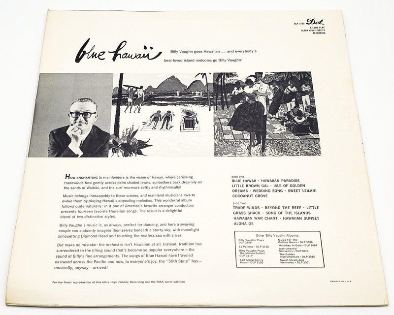 Billy Vaughn And His Orchestra Blue Hawaii 33 RPM LP Record Dot Records 1959 2