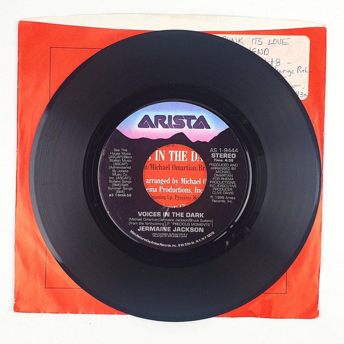 Jermaine Jackson I Think It's Love Record 45 RPM Single AS 1-9444 Arista 1986 3