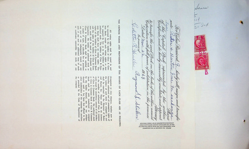 Reiter Dairy Company Stock Certificate Bond Scripophilly Akron Ohio 1965 No 260