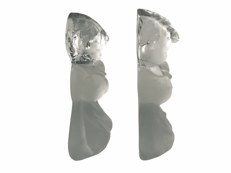 Praying Children Viking Glass Bookends Boy & Girl Figurines Sculptures Prayer 4