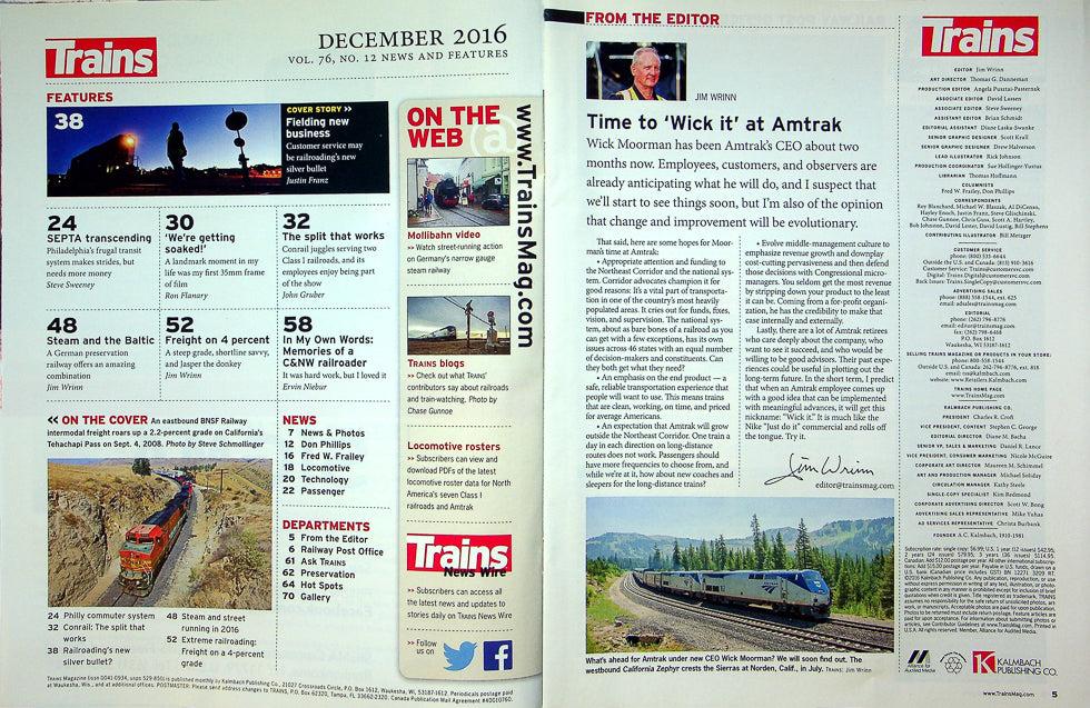 Trains Magazine December 2016 Vol 76 No 12 Railroading New Silver Bullet?