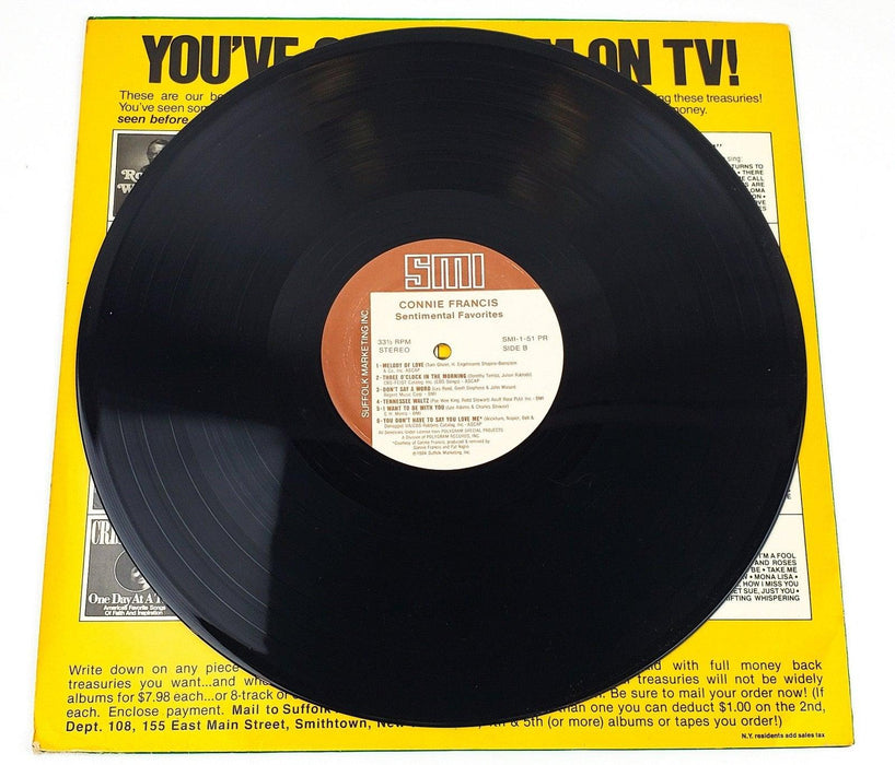 Connie Francis Sentimental Favorites Record LP SMI 1-51 Suffolk 1984 4