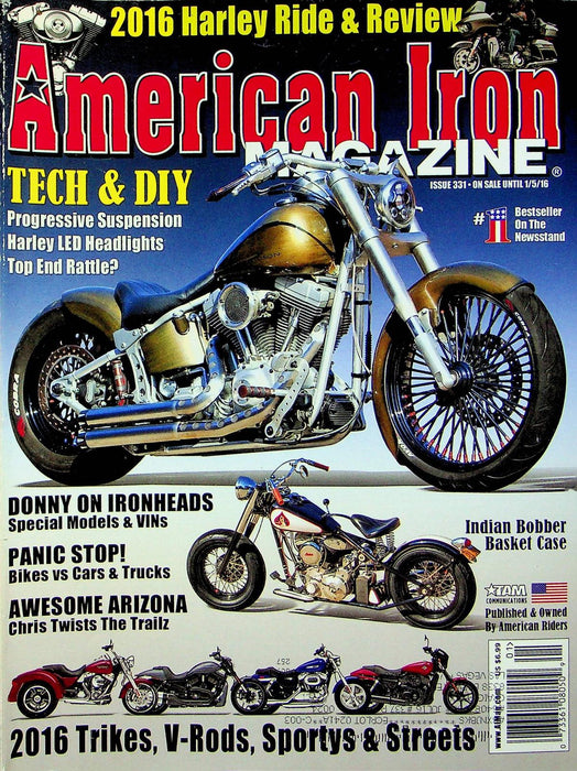 American Iron Motorcycle Magazine Jan # 331 2016 Top End Rattle LED Headlights