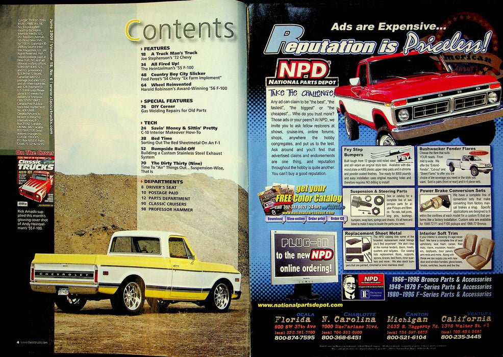 Classic Trucks Magazine June 2009 Vol 18 No 6 Rebuild F-1 Bed C-10 Interior DIY