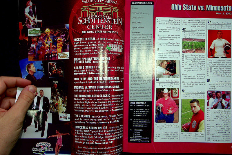 Ohio State Buckeye Football Program Nov 2 2002 Vs. Minnesota Golden Gophers