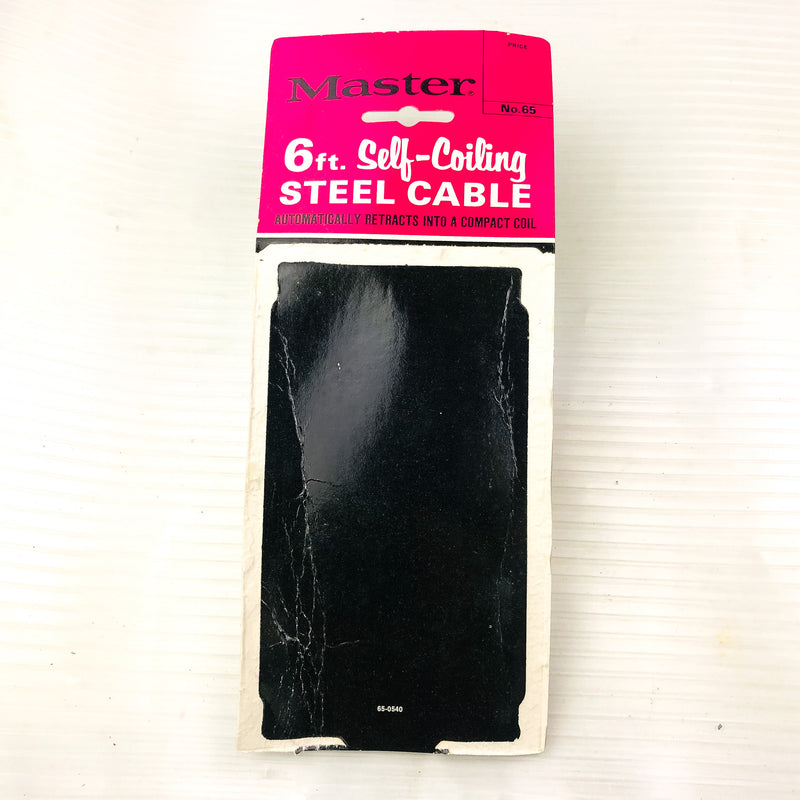 Master Steel Cable 6 ft Double Loop Lock Self Coil Vinyl Coated New NOS 65-0540