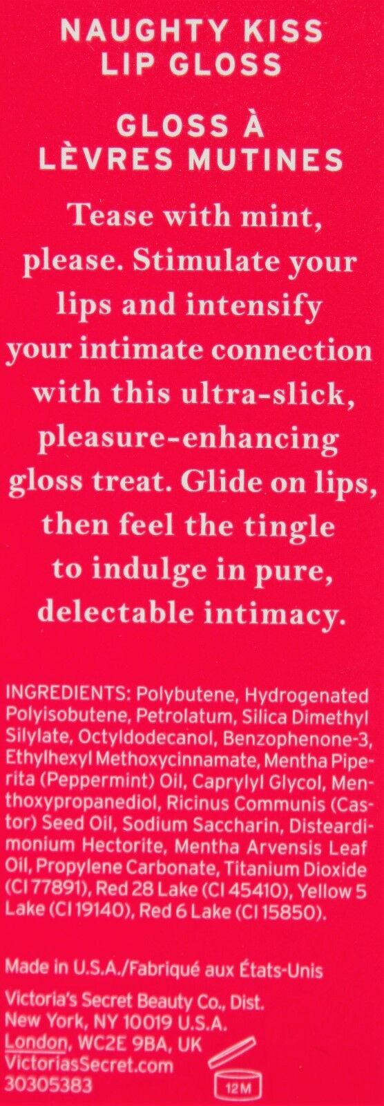 Victoria's Secret Lip Gloss Secret Naughty Kiss Tingling Mint Tease 4 Two .45oz