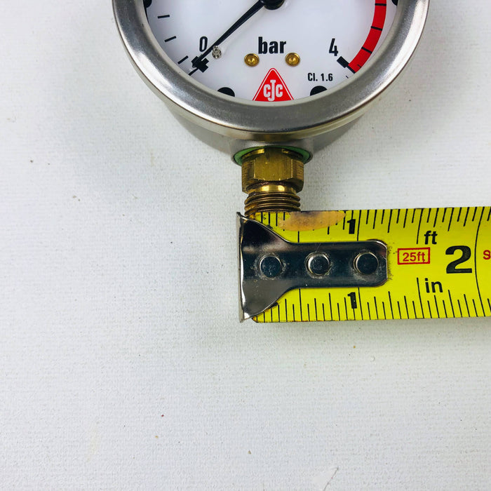 Liquid Pressure Gauge CJC 063 0-4 Bar Manometer 2" Face Denmark New Old Stock